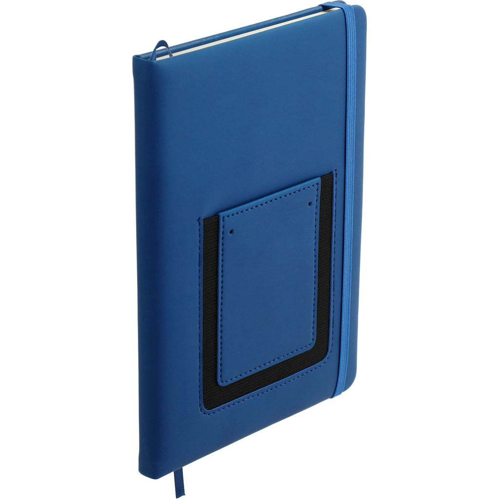 Vienna Journal with Phone Pocket and Card Slot, 5.5 x 8.5 Inches Debossing - Navy - Right Angle 2