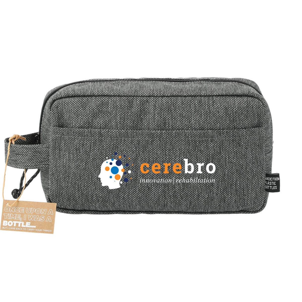 Vila Dopp Kit in Recycled Polyester Embroidery - Graphite - Front