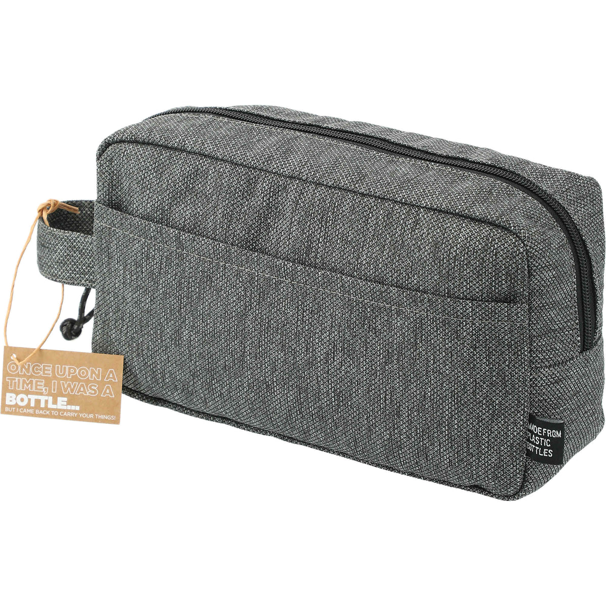Vila Dopp Kit in Recycled Polyester Embroidery - Graphite - Left Angle 2