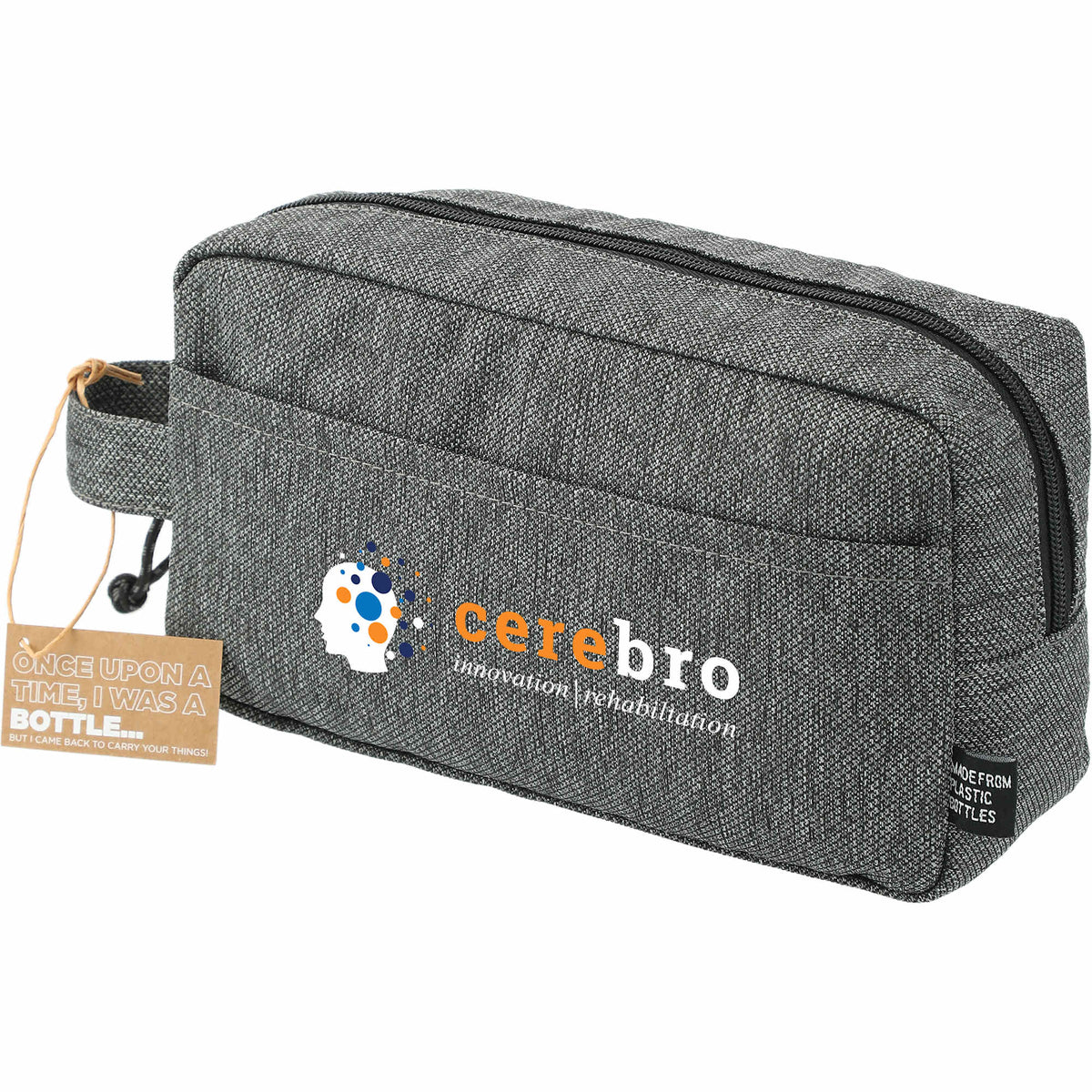Vila Dopp Kit in Recycled Polyester Embroidery - Graphite - Left Angle