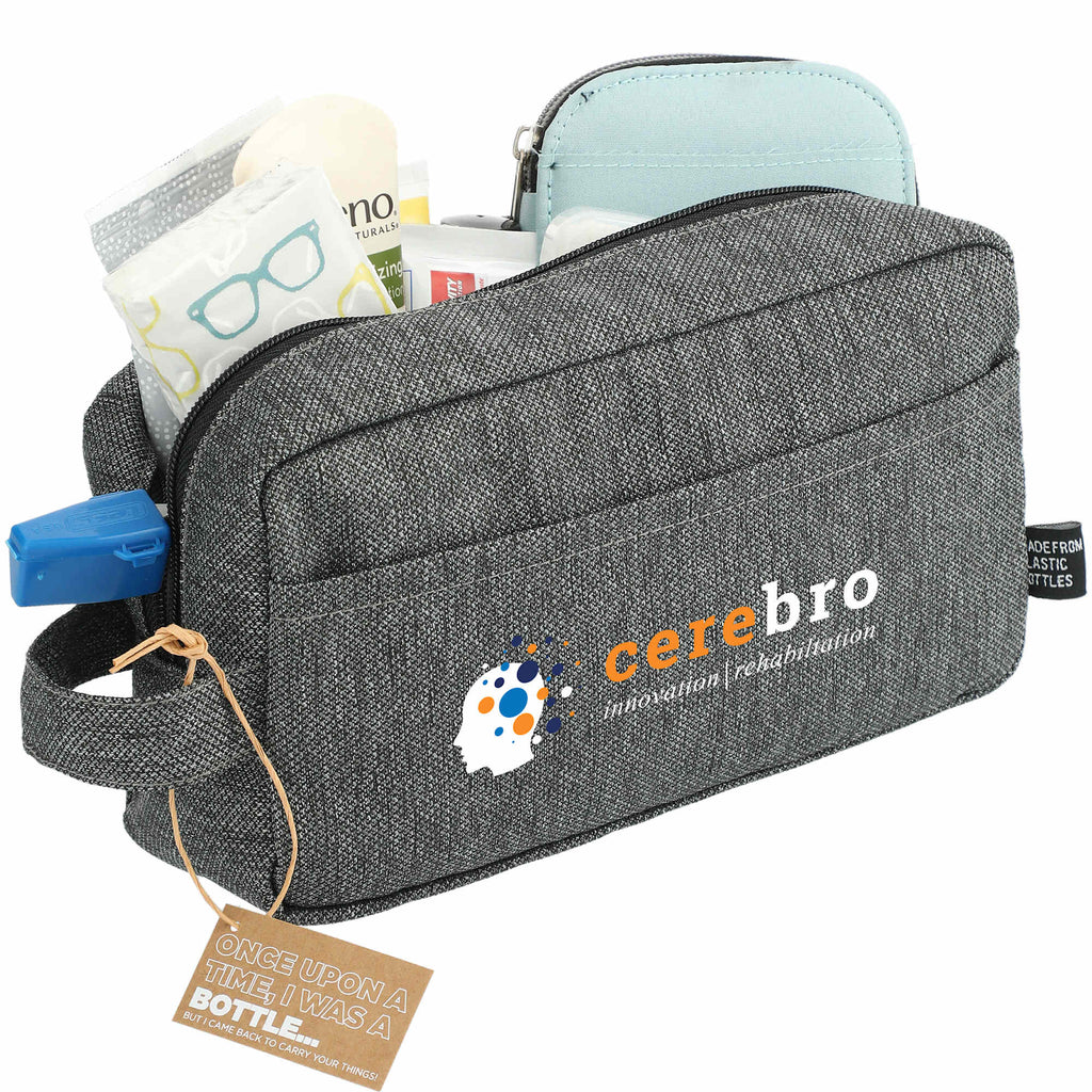 Vila Dopp Kit in Recycled Polyester Embroidery - Graphite - Right Angle 2
