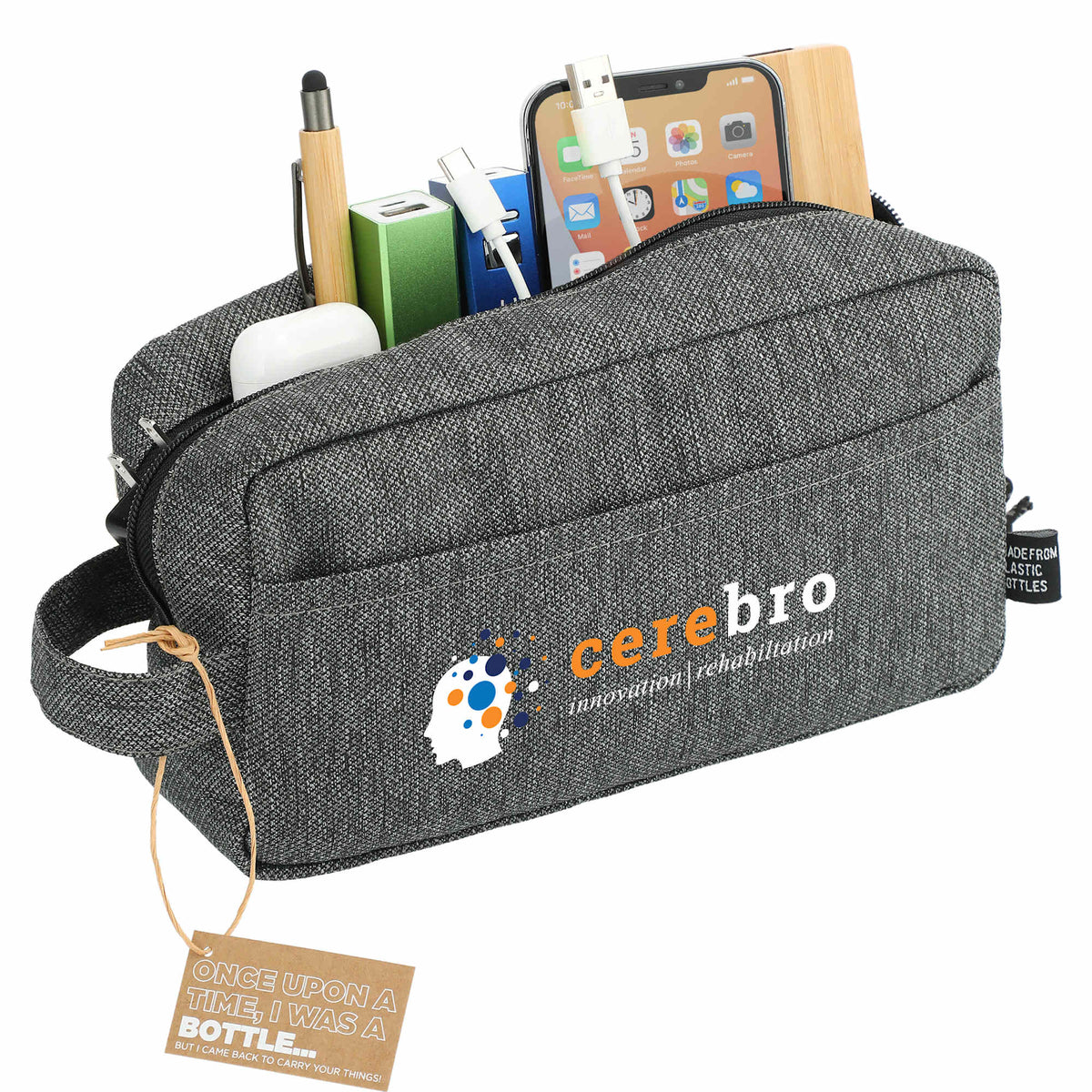 Vila Dopp Kit in Recycled Polyester Full Color - Graphite - Right Angle 3