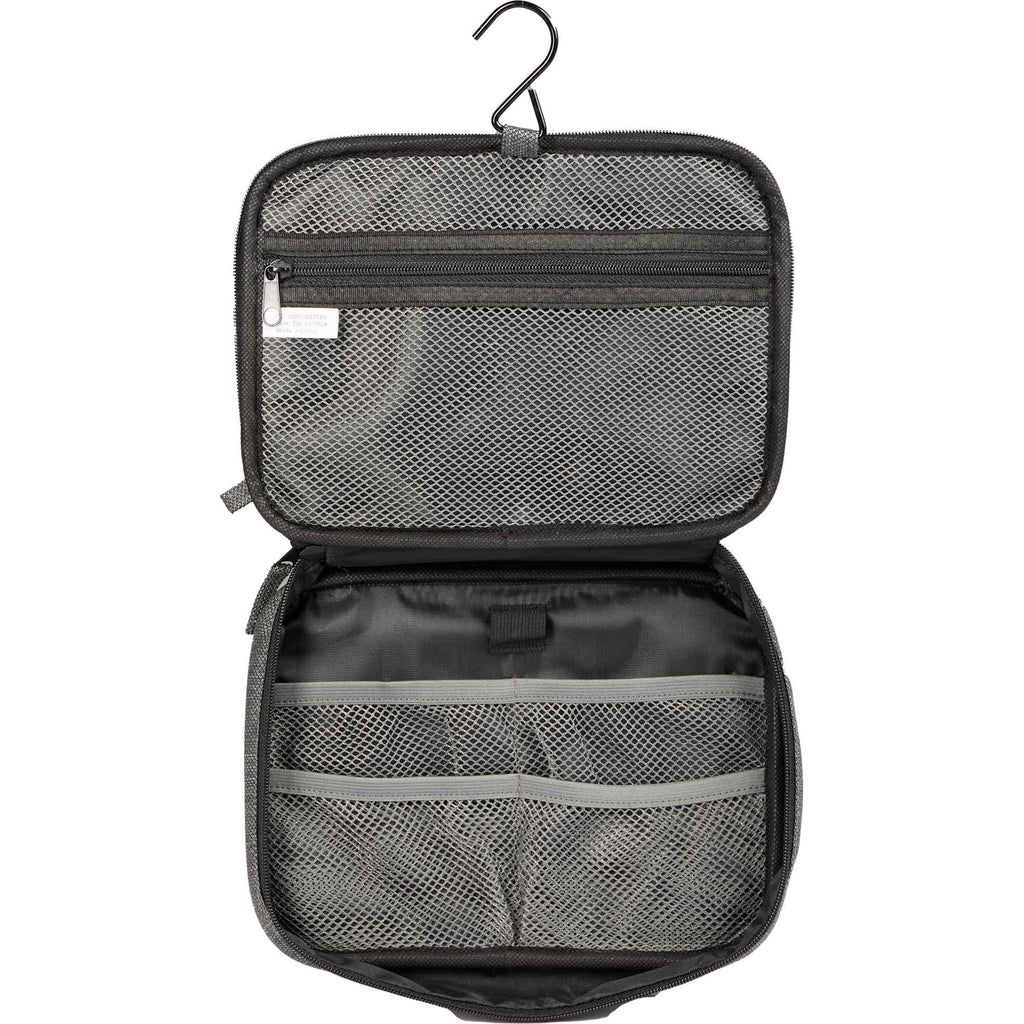 Vila Hanging Travel Organizer with Toothbrush Loop Embroidery - Graphite - Open Hang