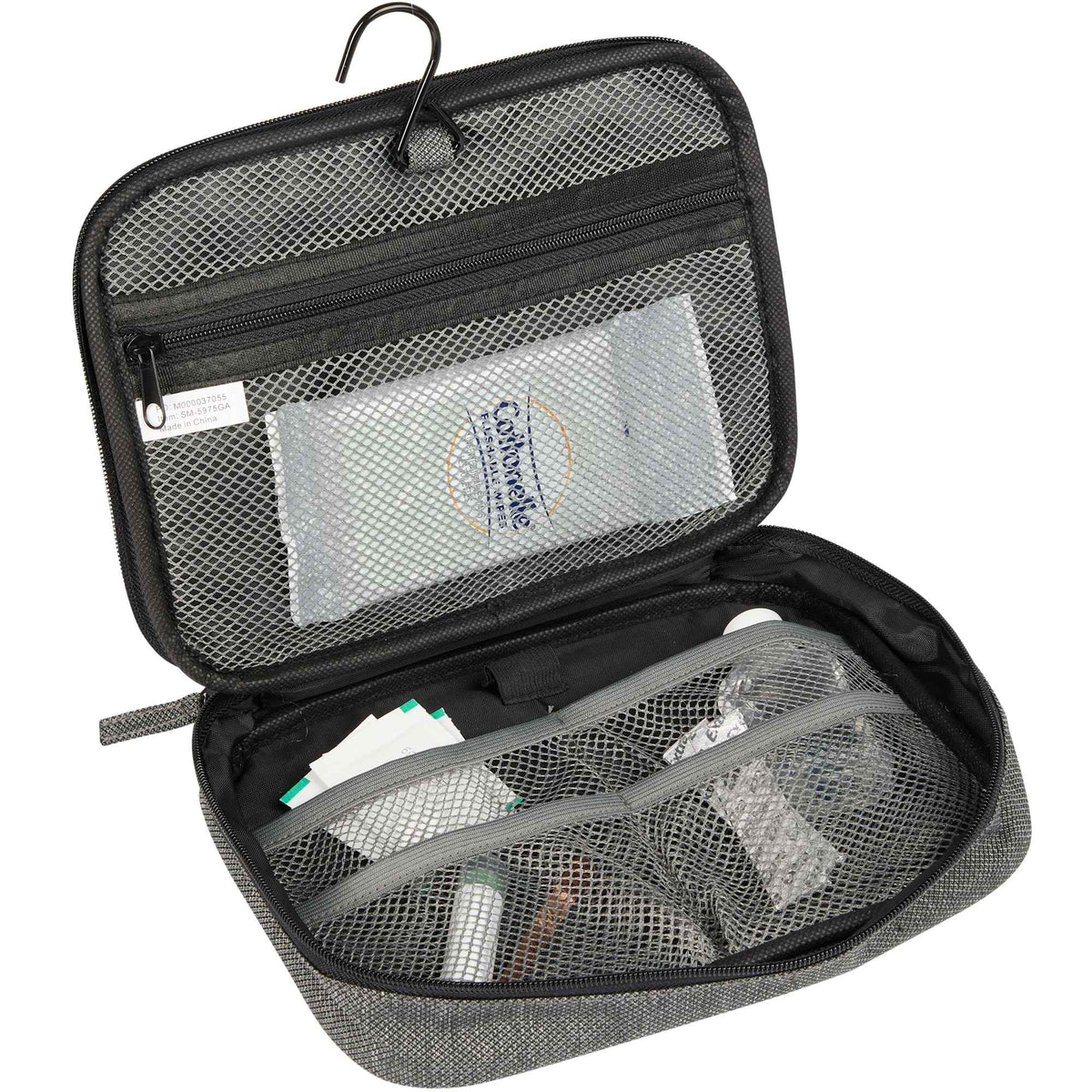 Vila Hanging Travel Organizer with Toothbrush Loop Embroidery - Graphite - Photo