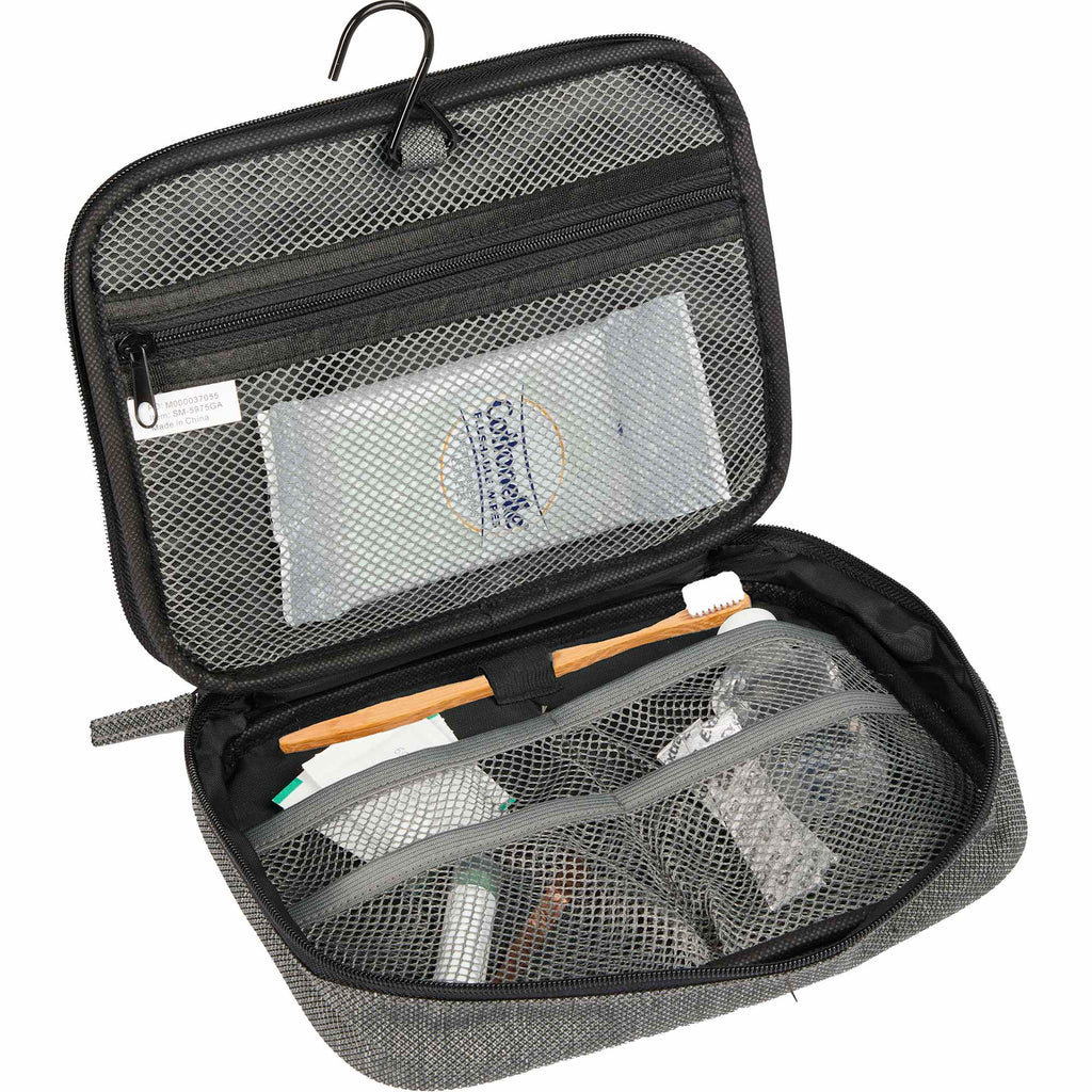 Vila Hanging Travel Organizer with Toothbrush Loop Embroidery - Graphite - Propped