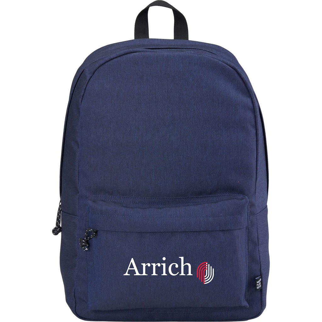 Vila Laptop Backpack in Recycled 600D Polyester, 15 Inch Full Color - Navy - Front