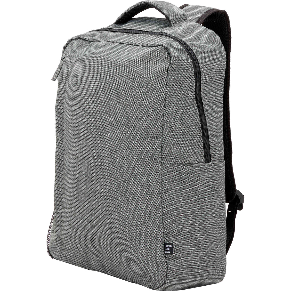 Vila Recycled Commuter Backpack, 15 Inch Embroidery - Graphite - Left Angle
