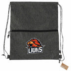 Vila Recycled Drawstring Bag with Marled Cords Embroidery - Graphite - Front 2