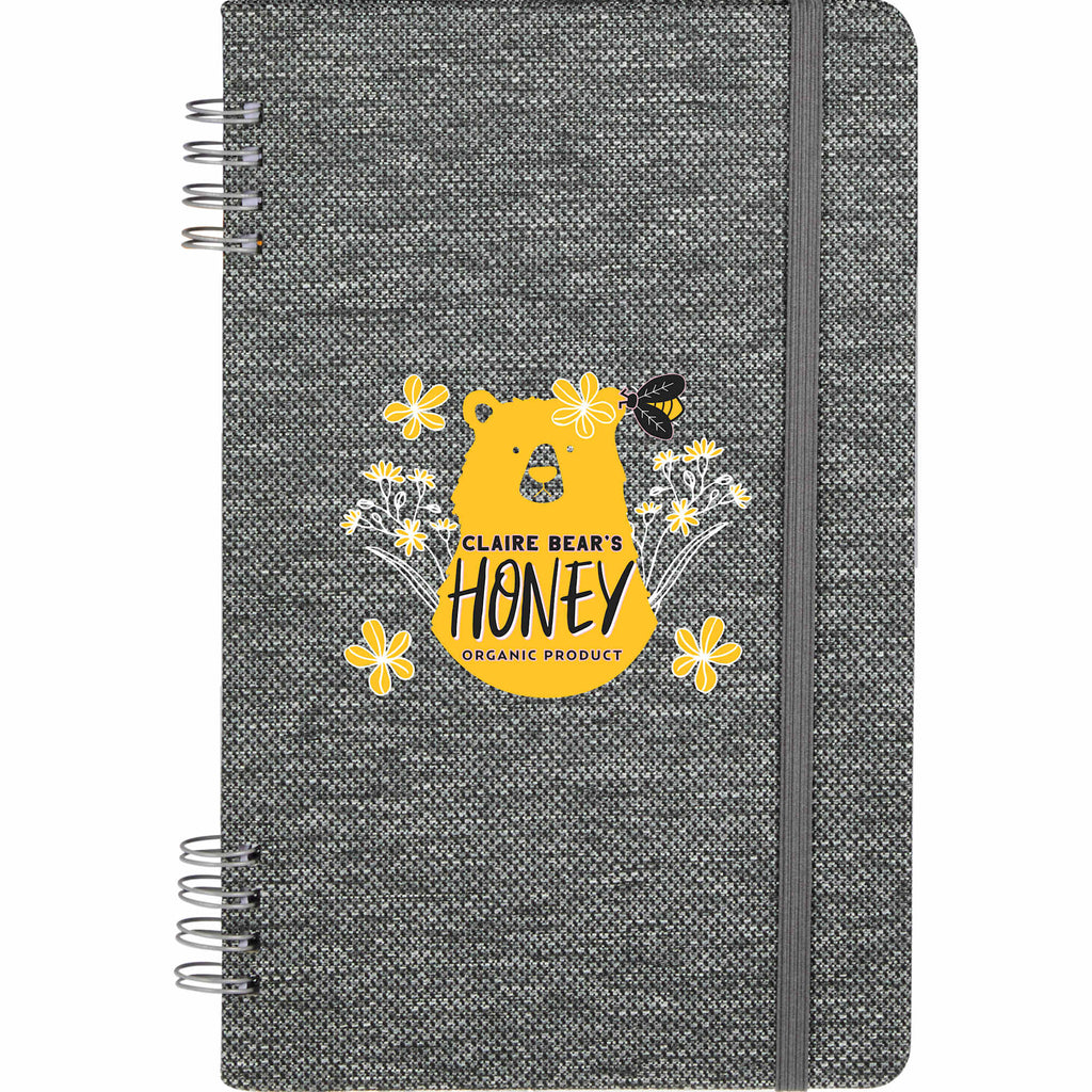 Vila Spiral Notebook with Recycled Hard Cover, 5 x 7 Inches Full Color - Graphite - Front
