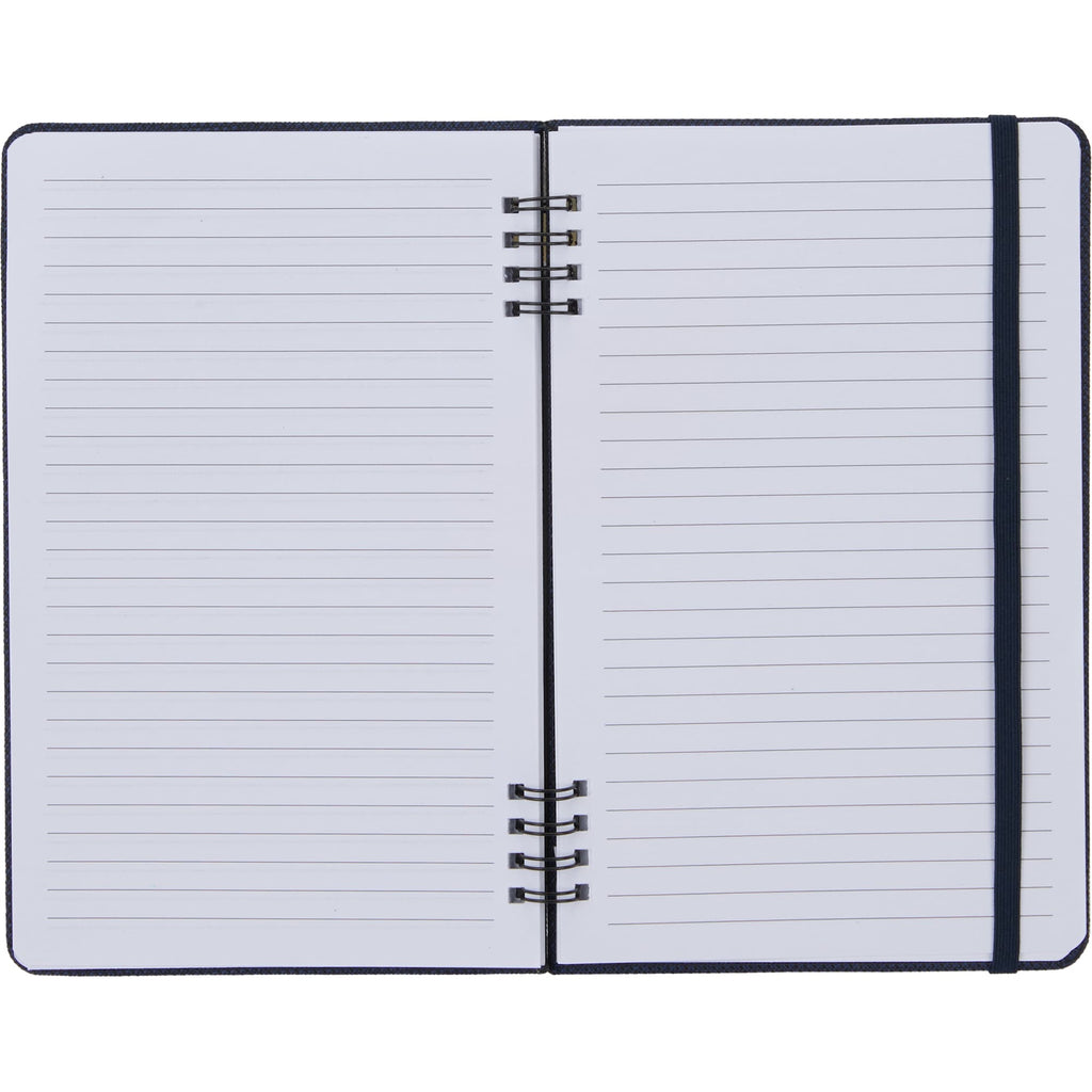 Vila Spiral Notebook with Recycled Hard Cover, 5 x 7 Inches Full Color - Navy - Open