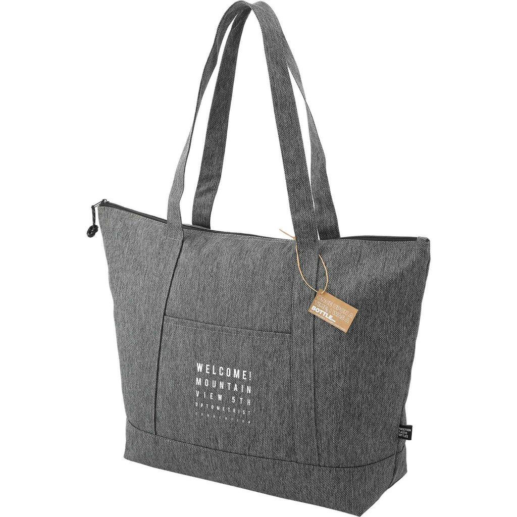 Vila Zippered Tote in Recycled Polyester - Graphite - Left Angle