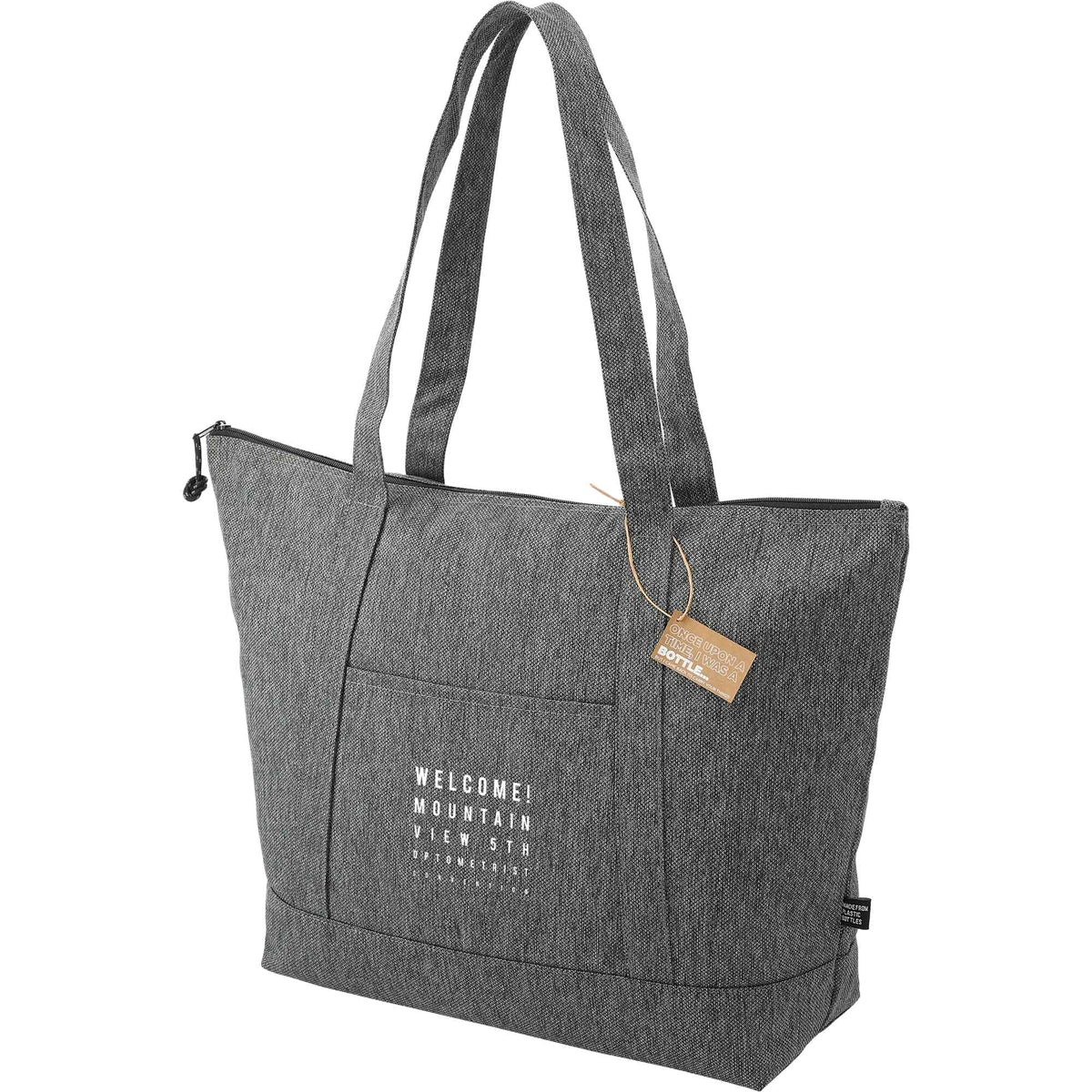 Vila Zippered Tote in Recycled Polyester - Graphite - Left Angle