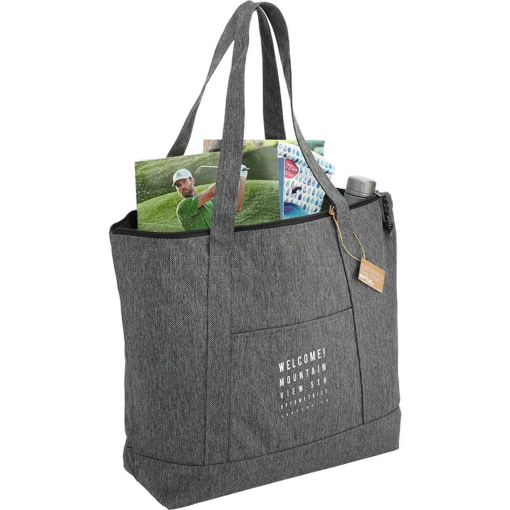 Vila Zippered Tote in Recycled Polyester - Graphite - Right Angle 2