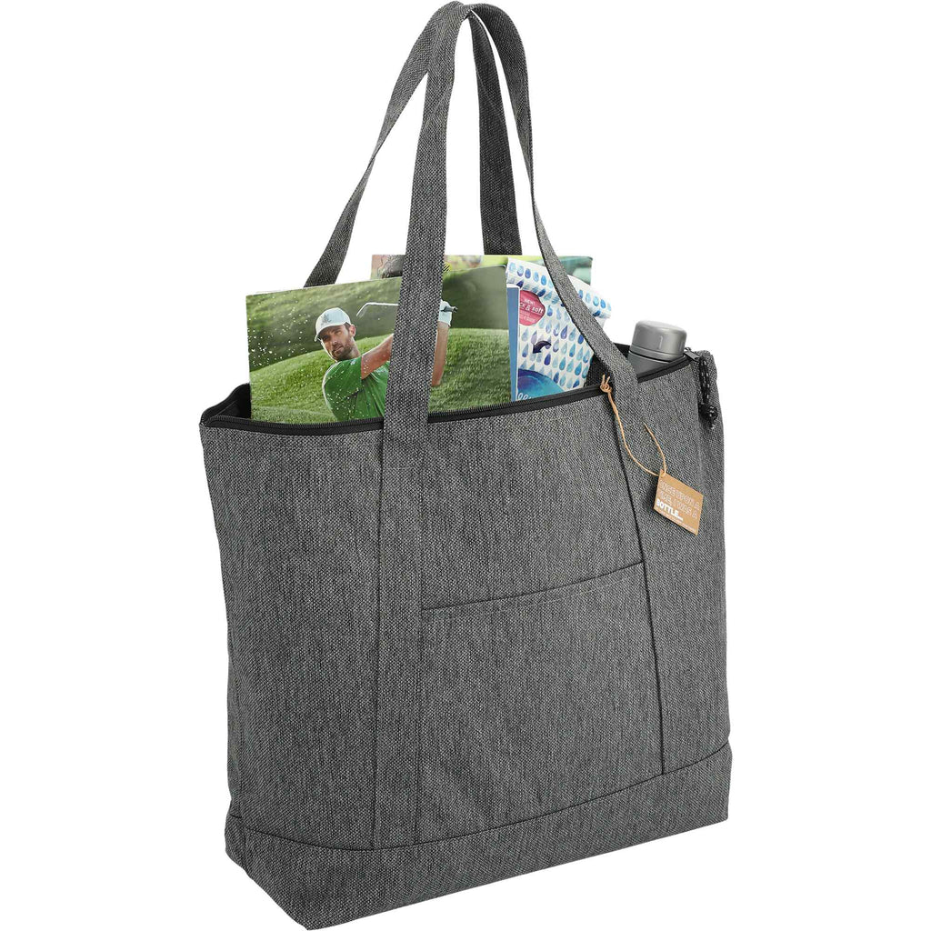 Vila Zippered Tote in Recycled Polyester - Graphite - Right Angle 4