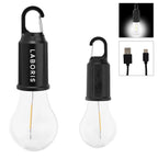 Vintage Bulb Light, Rechargeable - Black - Pad Print