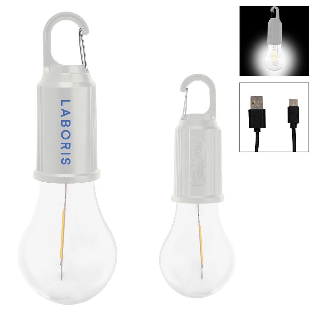 Vintage Bulb Light, Rechargeable - White - Pad Print