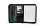Vintage Leather Zip Padfolio with Tablet Compartment Debossing - Black - View 2
