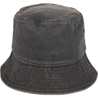 Vintage Washed Bucket Hat in Recycled Cotton Embroidery - Black - Back