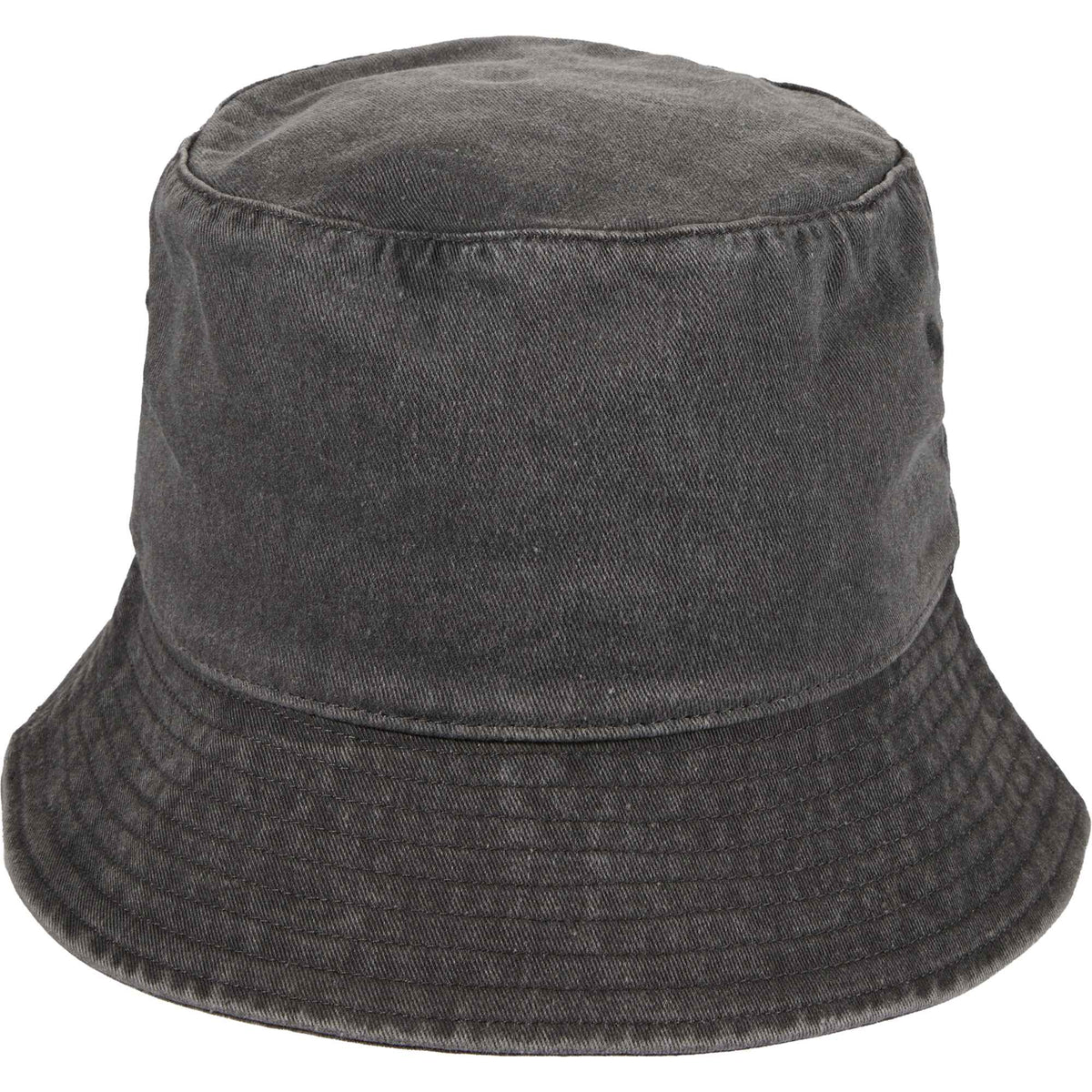 Vintage Washed Bucket Hat in Recycled Cotton Embroidery - Black - Back