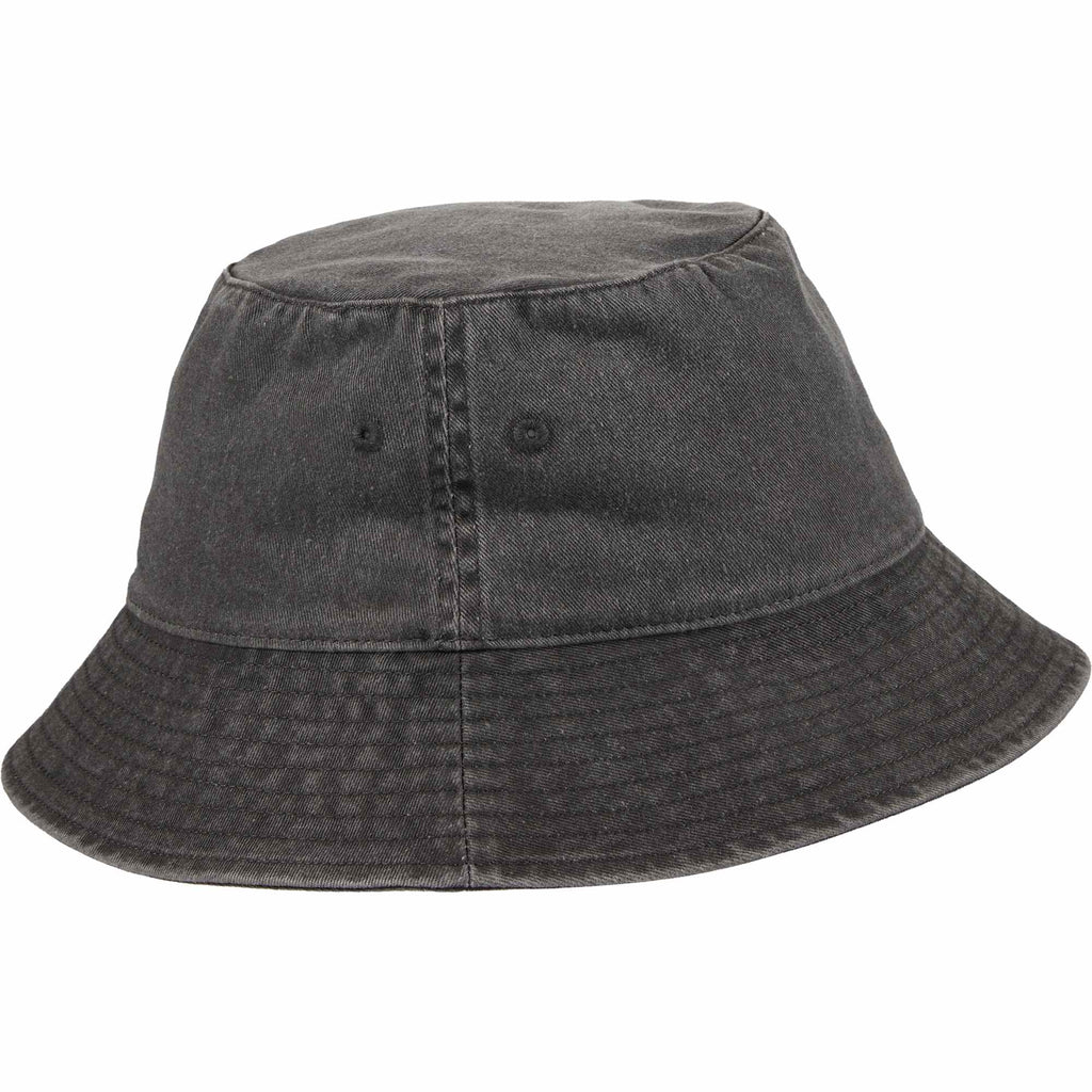 Vintage Washed Bucket Hat in Recycled Cotton Embroidery - Black - Right Angle 2