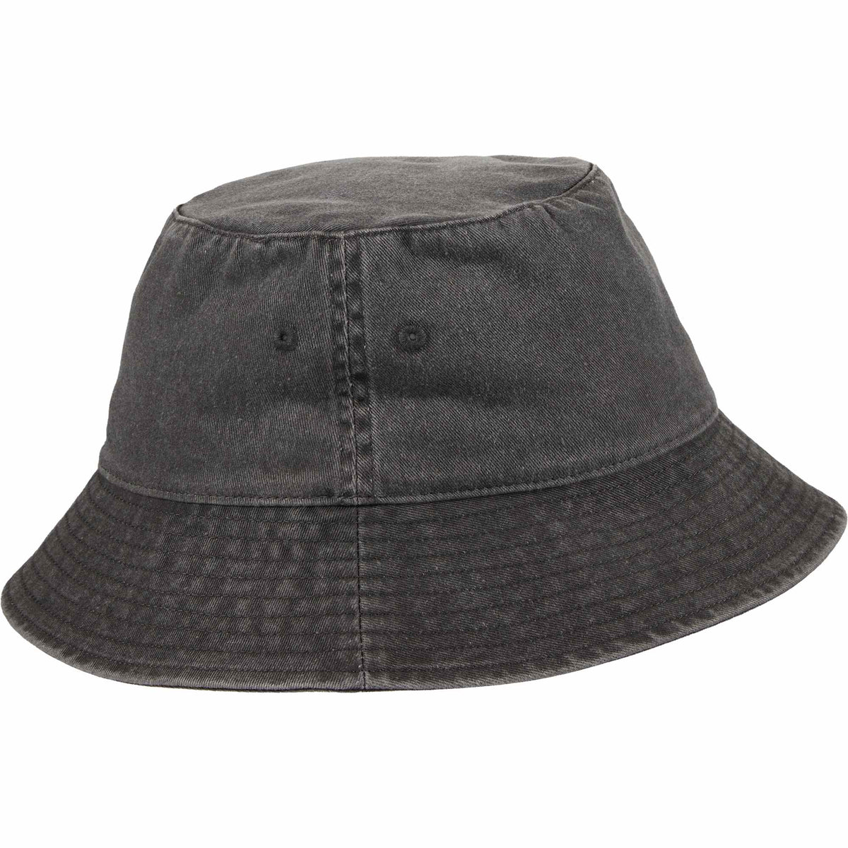 Vintage Washed Bucket Hat in Recycled Cotton Embroidery - Black - Right Angle 2