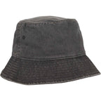 Vintage Washed Bucket Hat in Recycled Cotton Embroidery - Black - Right Angle