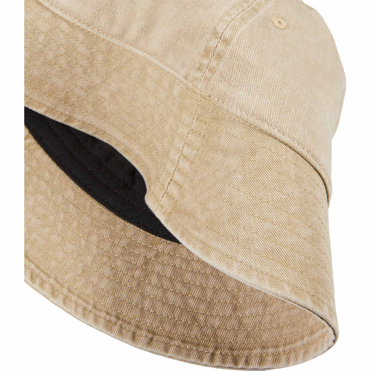 Vintage Washed Bucket Hat in Recycled Cotton Embroidery - Desert Khaki - Detail