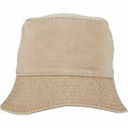Vintage Washed Bucket Hat in Recycled Cotton Embroidery - Desert Khaki - Front