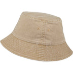 Vintage Washed Bucket Hat in Recycled Cotton Embroidery - Desert Khaki - Left Angle 2