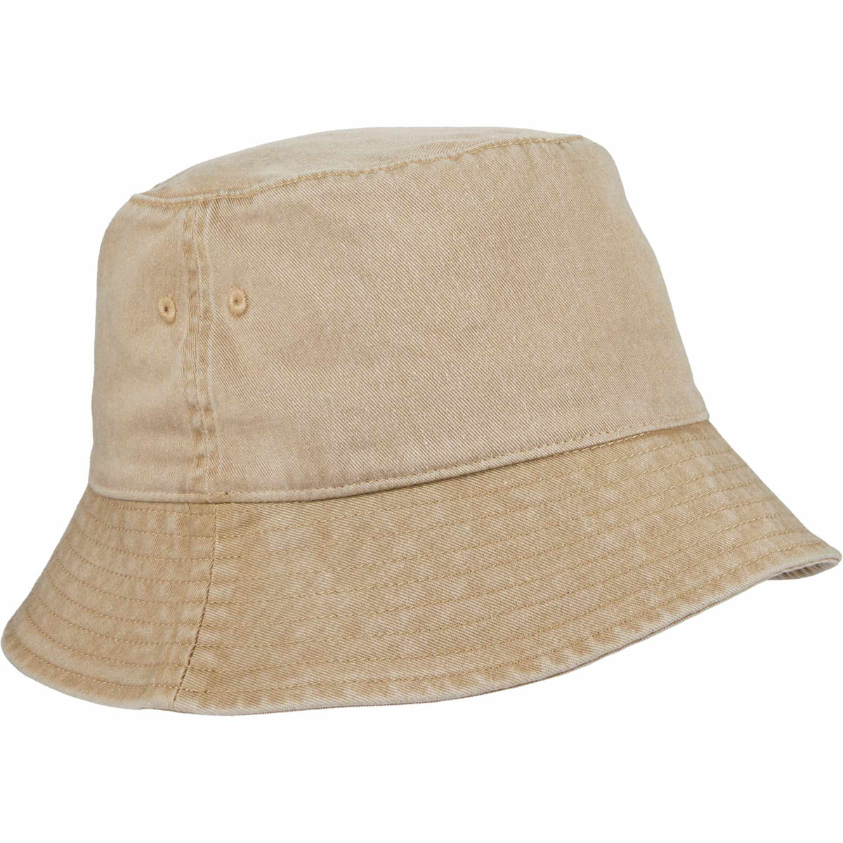 Vintage Washed Bucket Hat in Recycled Cotton Embroidery - Desert Khaki - Right Angle