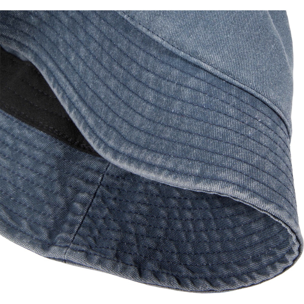 Vintage Washed Bucket Hat in Recycled Cotton Embroidery - Vintage Navy - Detail