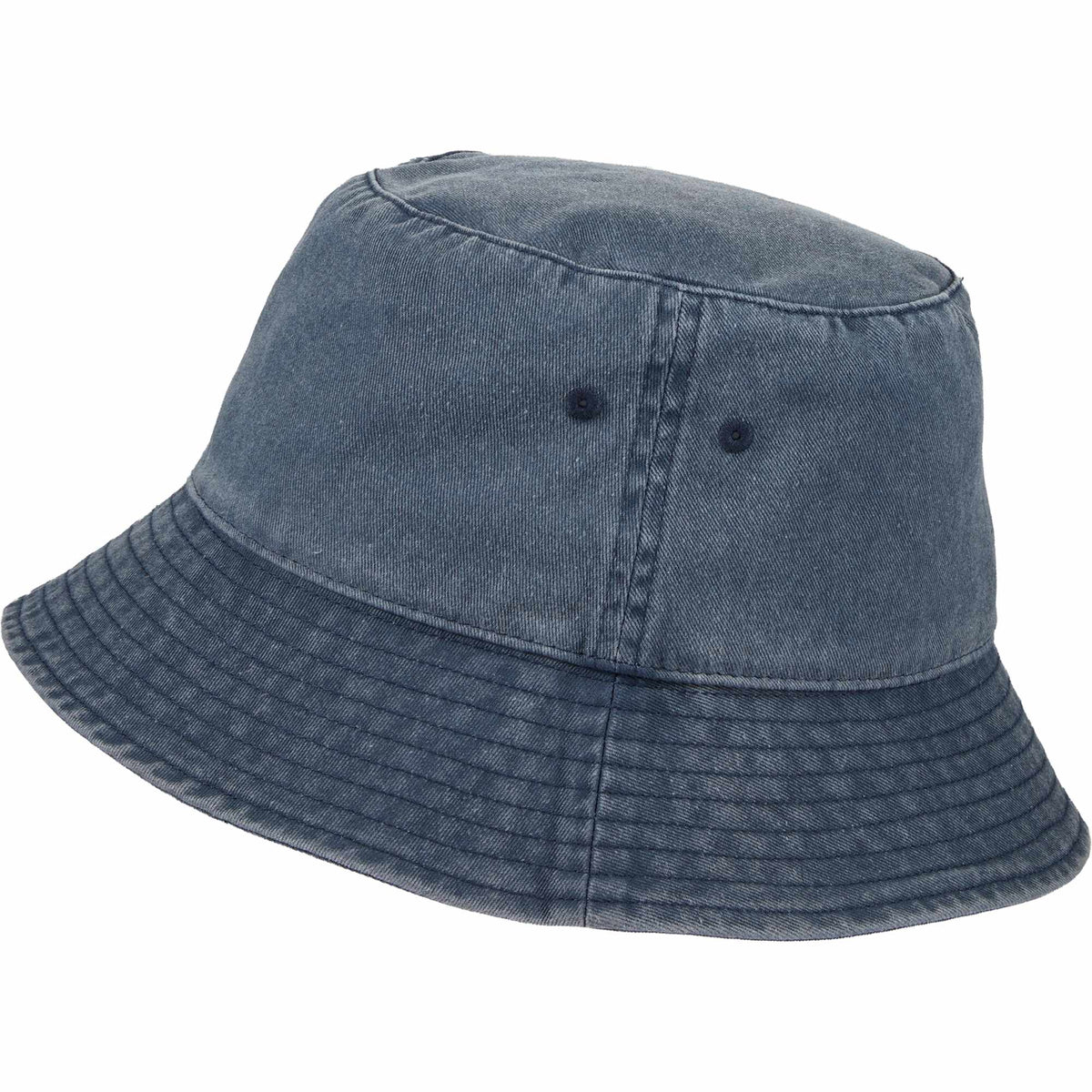 Vintage Washed Bucket Hat in Recycled Cotton Embroidery - Vintage Navy - Left Angle 2