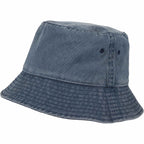 Vintage Washed Bucket Hat in Recycled Cotton Embroidery - Vintage Navy - Left Angle
