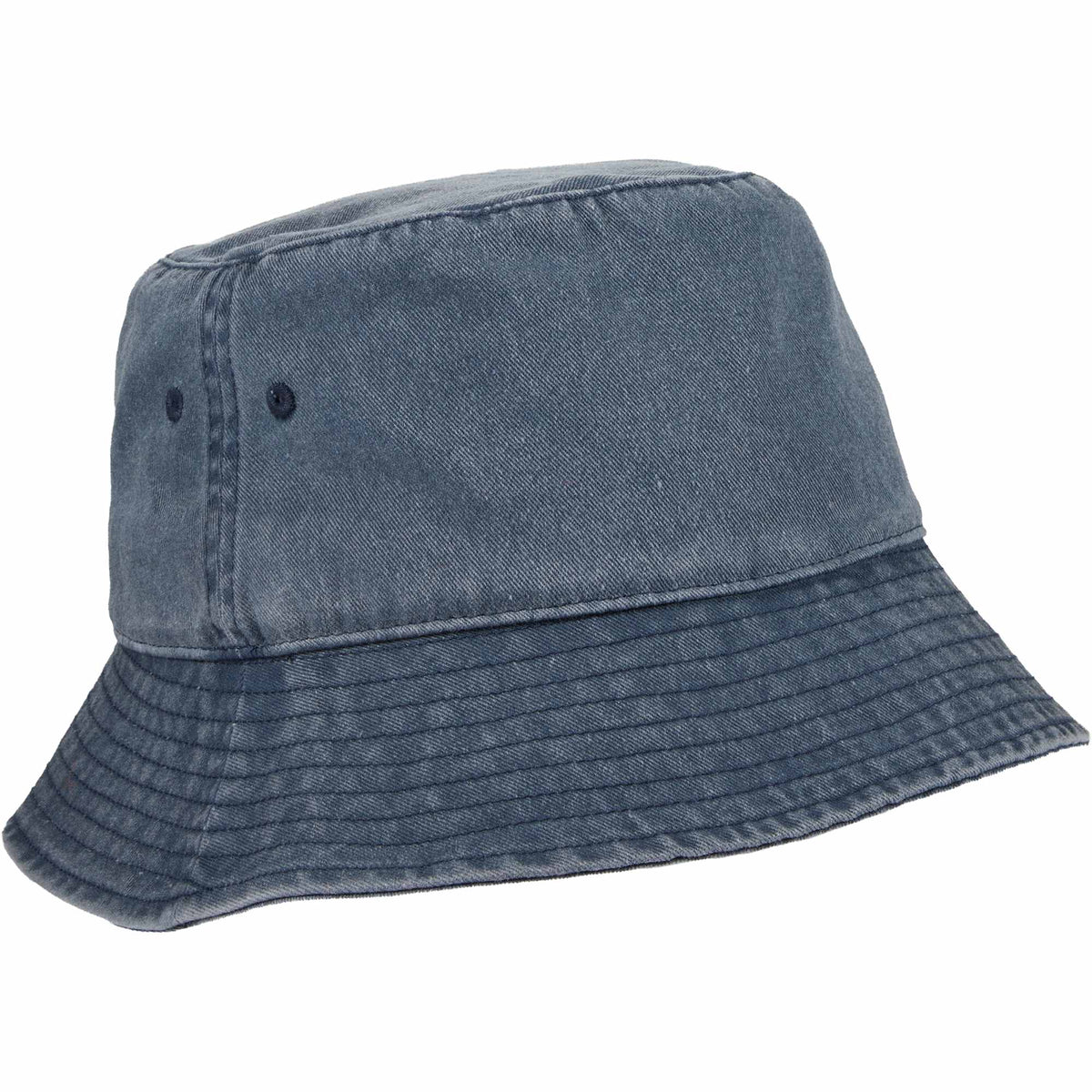 Vintage Washed Bucket Hat in Recycled Cotton Embroidery - Vintage Navy - Right Angle