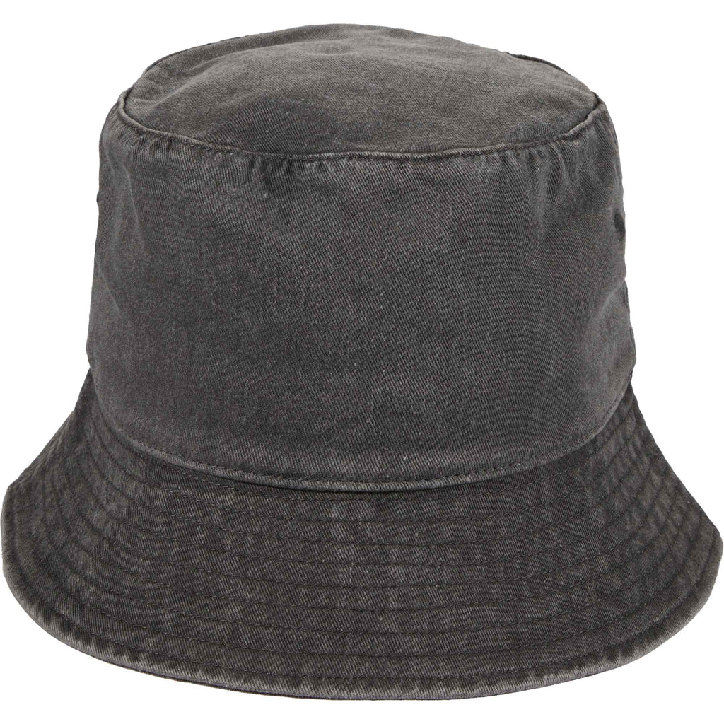 Vintage Washed Bucket Hat in Recycled Cotton Transfer - Black - Back