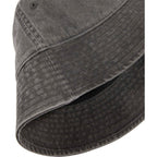 Vintage Washed Bucket Hat in Recycled Cotton Transfer - Black - Detail