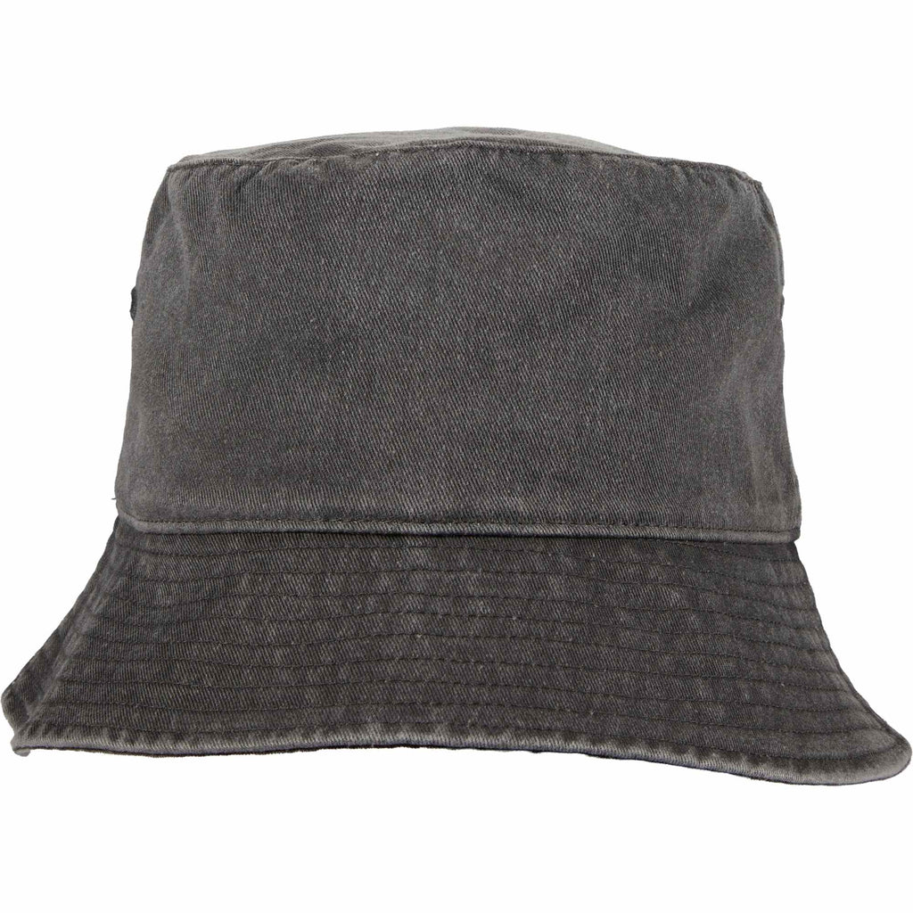 Vintage Washed Bucket Hat in Recycled Cotton Transfer - Black - Front