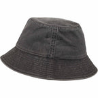 Vintage Washed Bucket Hat in Recycled Cotton Transfer - Black - Left Angle 2