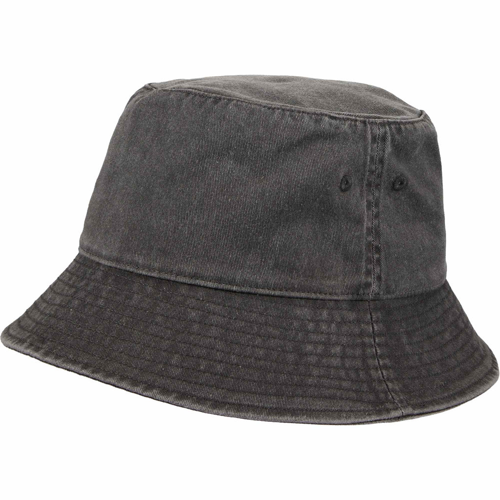 Vintage Washed Bucket Hat in Recycled Cotton Transfer - Black - Left Angle