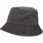 Vintage Washed Bucket Hat in Recycled Cotton Transfer - Black - Left Angle
