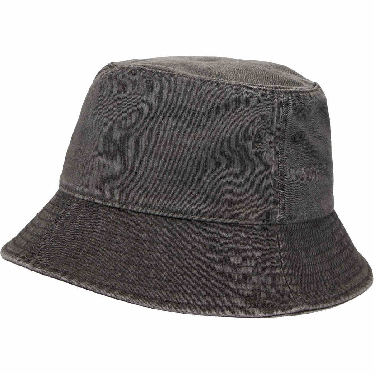 Vintage Washed Bucket Hat in Recycled Cotton Transfer - Black - Left Angle