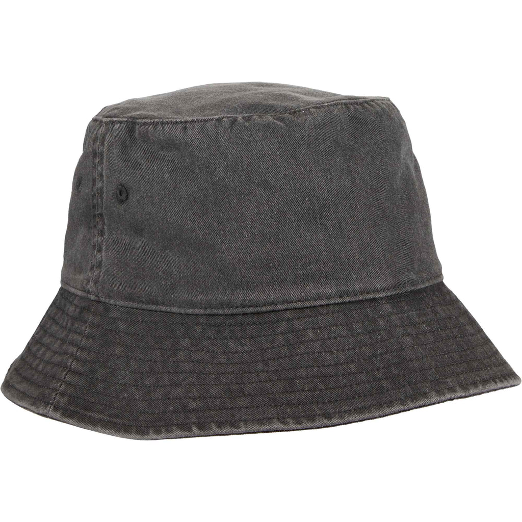 Vintage Washed Bucket Hat in Recycled Cotton Transfer - Black - Right Angle