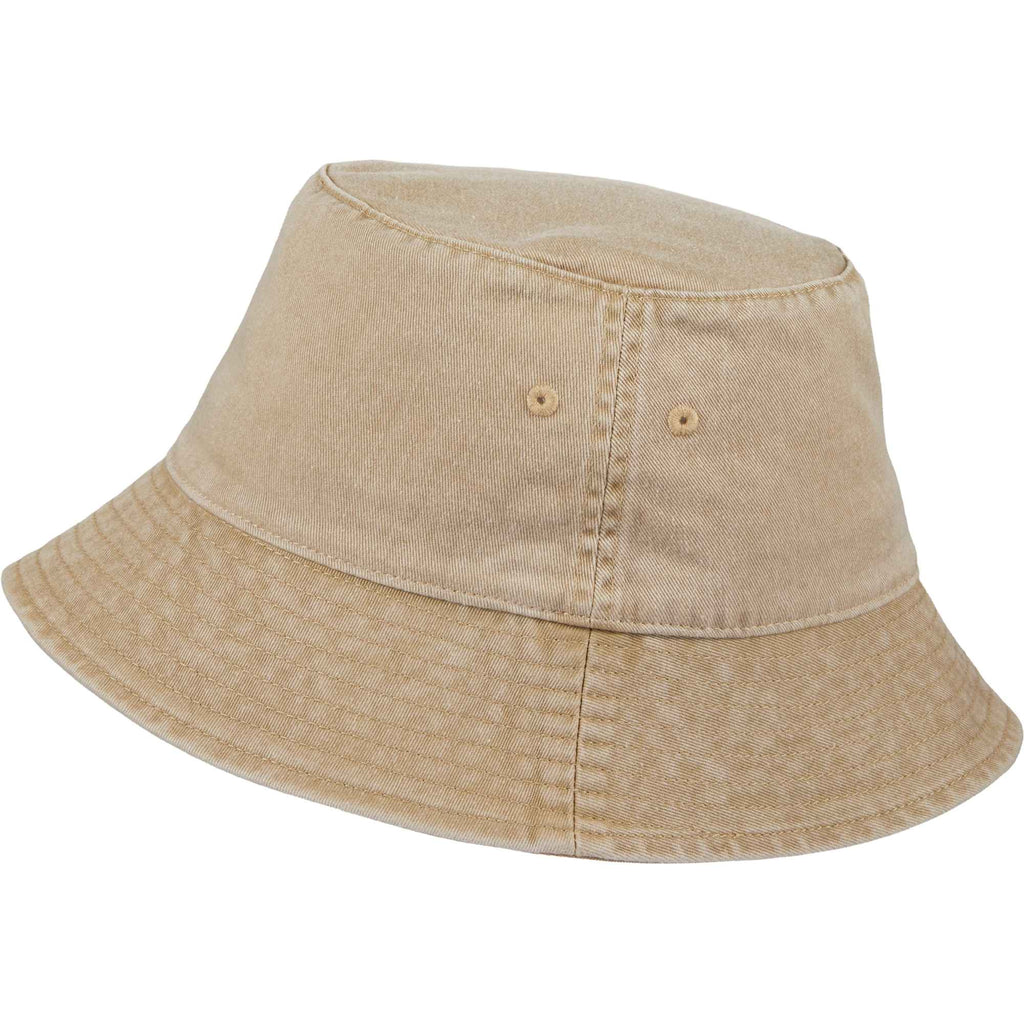 Vintage Washed Bucket Hat in Recycled Cotton Transfer - Desert Khaki - Left Angle 2