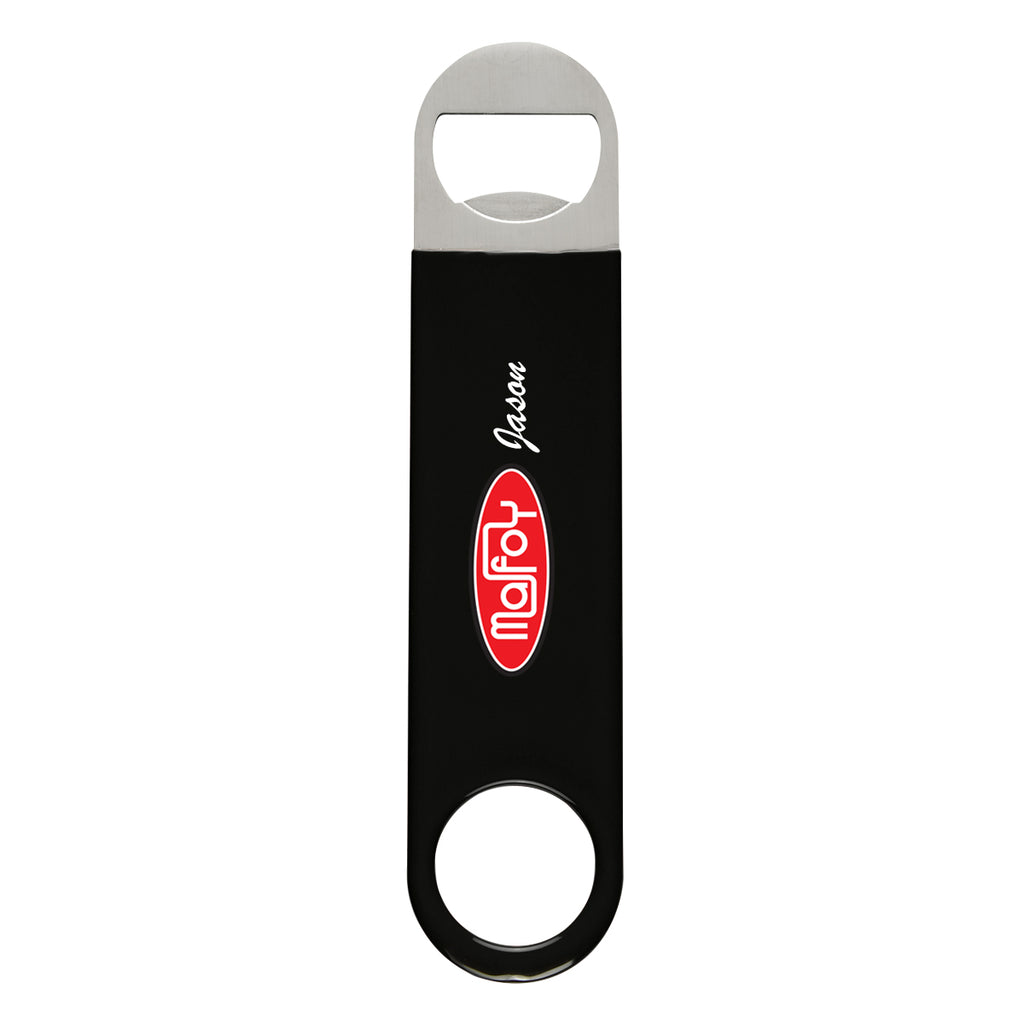 Vinyl Coated Stainless Steel Bottle Opener, Large - Black - Full Color