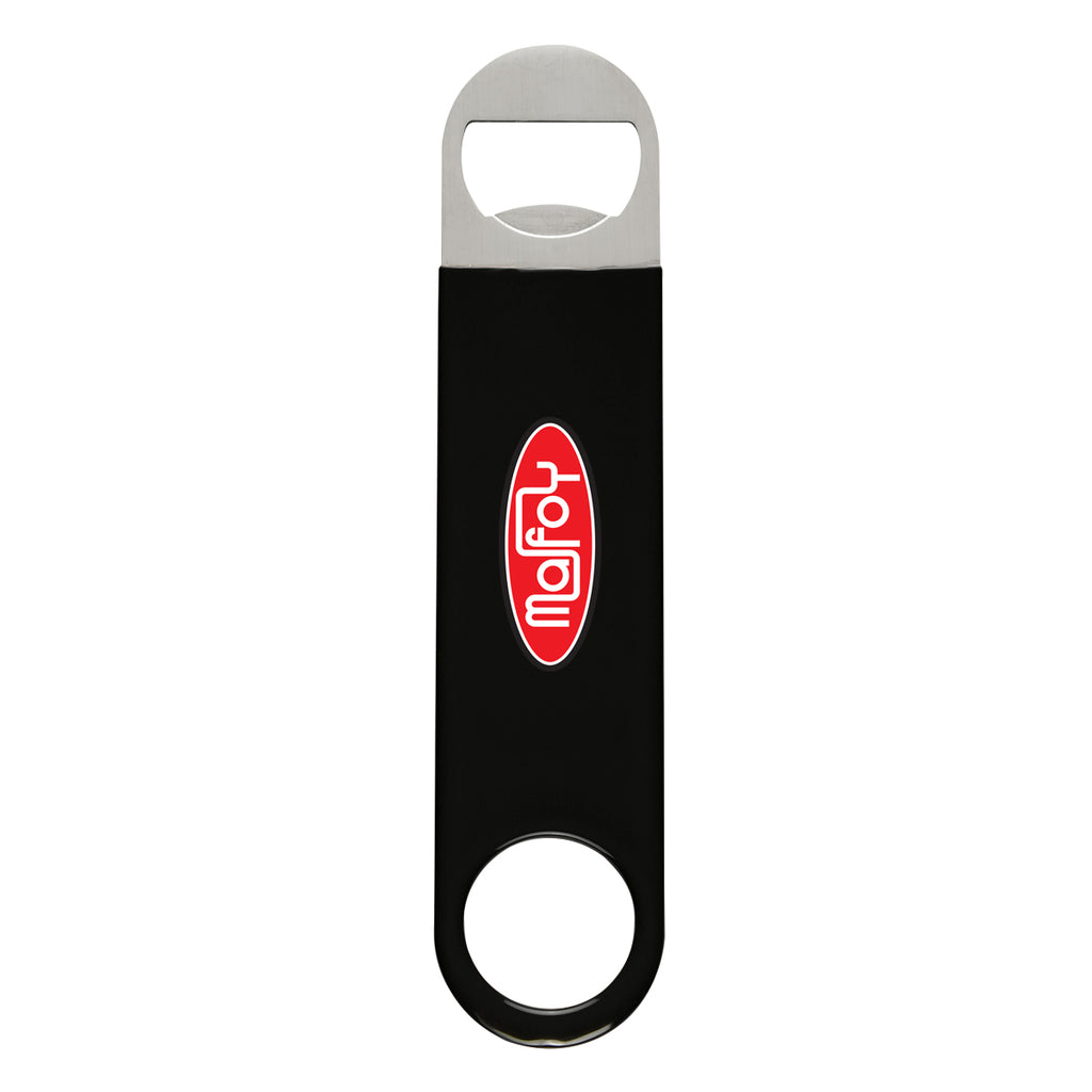 Vinyl Coated Stainless Steel Bottle Opener, Large - Black - Full Color