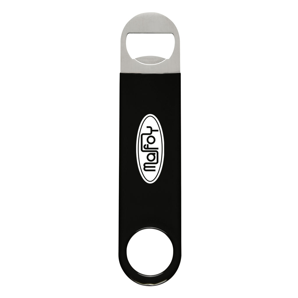 Vinyl Coated Stainless Steel Bottle Opener, Large - Black - Silk Screen