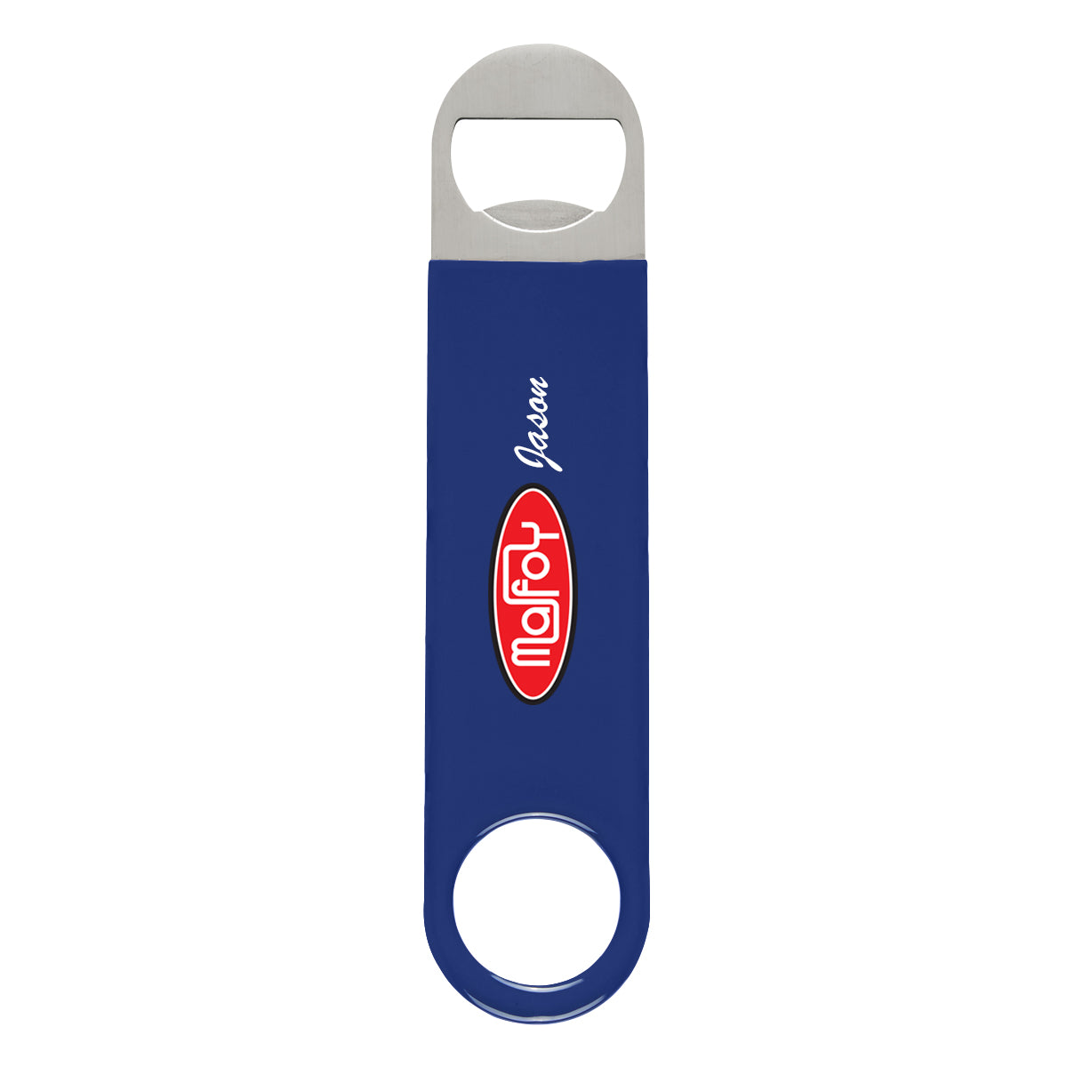 Vinyl Coated Stainless Steel Bottle Opener, Large - Blue - Full Color