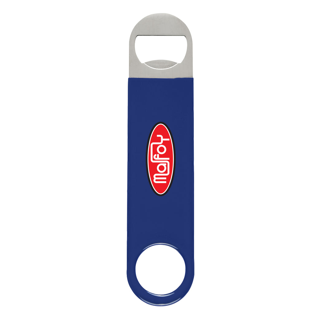 Vinyl Coated Stainless Steel Bottle Opener, Large - Blue - Full Color