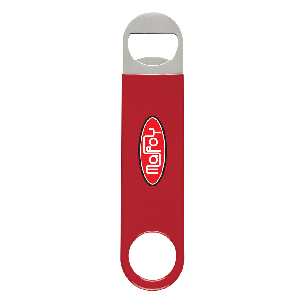Vinyl Coated Stainless Steel Bottle Opener, Large - Red - Full Color
