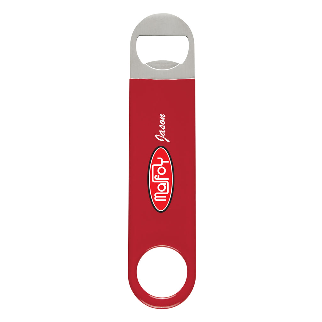 Vinyl Coated Stainless Steel Bottle Opener, Large - Red - Full Color